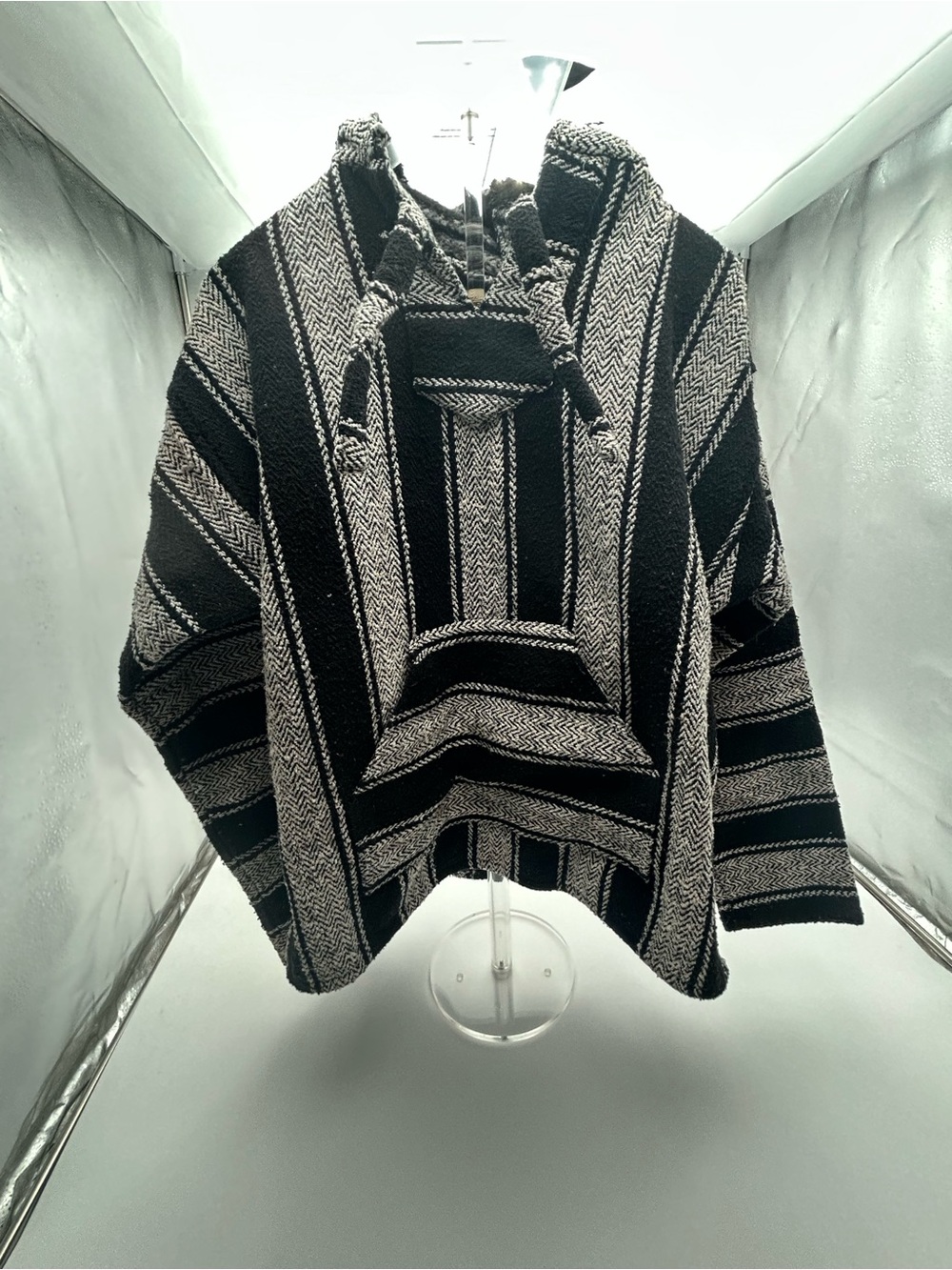 Earth Ragz black & white herringbone poncho